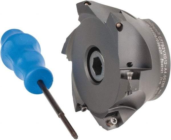 Kennametal - 4" Cut Diam, 0.098" Max Depth, 1-1/4" Arbor Hole, 6 Inserts, XD 12 Insert Style, Indexable Copy Face Mill - C7792VXD12-A4.00Z06R Cutter Style, 1.97" High, Through Coolant, Series 7792 - Eagle Tool & Supply