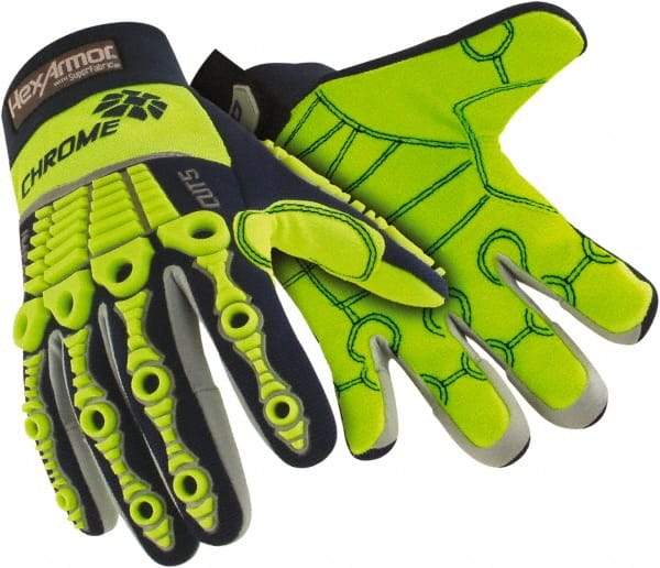 HexArmor - Size XL (10), ANSI Cut Lvl A8, Puncture Lvl 1, Abrasion Lvl 2, Cotton/SuperFabric Cut & Puncture Resistant Gloves - 9.5" Long, Hi-Vis Lime, Paired - Eagle Tool & Supply