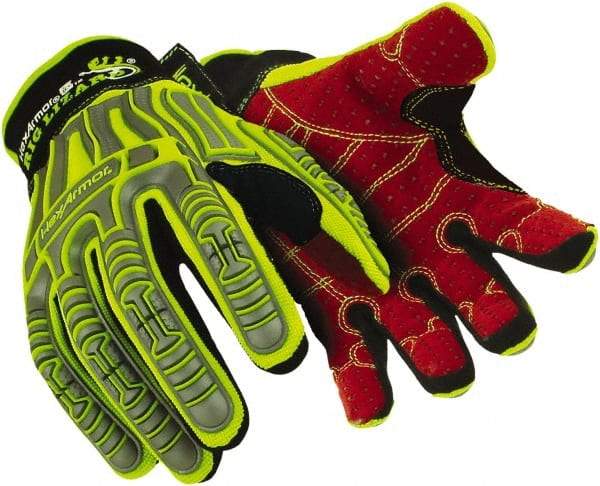 HexArmor - Size L (9), ANSI Cut Lvl 2, Puncture Lvl 2, HPPE Fiber Cut & Puncture Resistant Gloves - 11" Long, Hi-Vis Lime, Paired - Eagle Tool & Supply