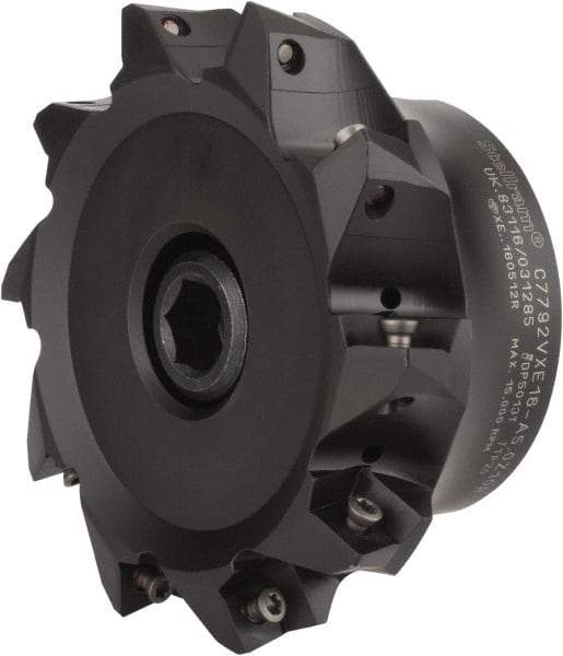 Kennametal - 5" Cut Diam, 0.138" Max Depth, 1-1/2" Arbor Hole, 10 Inserts, XE 16 Insert Style, Indexable Copy Face Mill - C7792VXE16-A5.0Z10R Cutter Style, 2.48" High, Through Coolant, Series 7792 - Eagle Tool & Supply