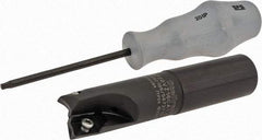 Kennametal - 1" Cutting Diam, 0.63" Max Depth, 1" Shank Diam, Cylindrical Shank Indexable Square Shoulder End Mill - ZDET15M5 Insert Style, C5720VZ16CA1.0Z2R2.75 Toolholder Style, Through Coolant - Eagle Tool & Supply