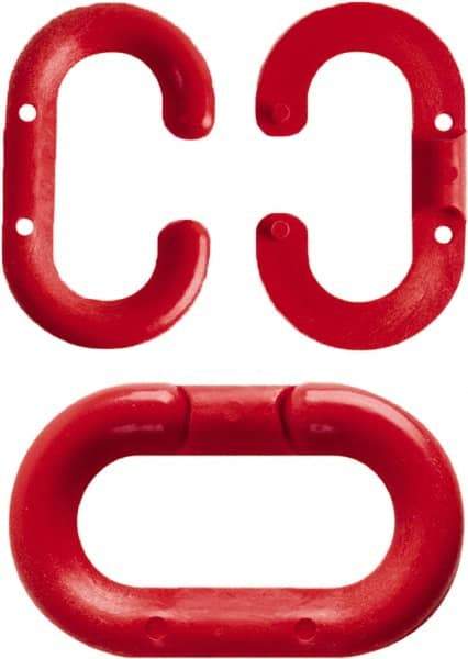 NMC - 2" High x 1/4" Long x 4" Wide Barrier Connecting Link - Plastic, Uncoated, Red, Use with Plastic Chain - Eagle Tool & Supply