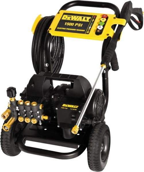 DeWALT - Electric, 13 Amp, 1.5 hp, 1,500 psi, 1.8 GPM, Cold Water Pressure Washer - Triplex Plunger, 25' x 1/4" Hose, 120 Max Volts - Eagle Tool & Supply