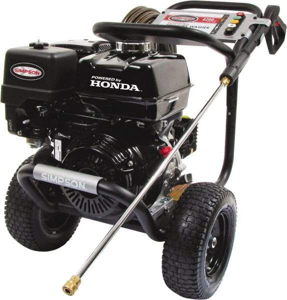 Simpson - Gas, 11.7 hp, 4,200 psi, 4 GPM, Cold Water Pressure Washer - AAA Triplex, 50' x 3/8" Hose - Eagle Tool & Supply