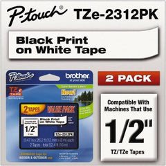 Brother - 1/2" Wide x 314.4" Long, White Plastic/Paper Tape Cassette - For Label Maker - Eagle Tool & Supply