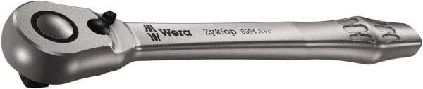 Wera - 1/4" Drive Slim Line Head Quick-Release Ratchet - Satin Finish, 141mm OAL, 76 Gear Teeth, Ergonomic Handle, Reversible Head - Eagle Tool & Supply