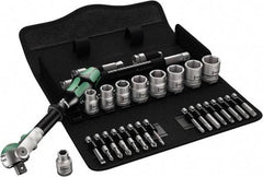 Wera - 29 Piece 3/8" Drive Standard Socket Set - 6 Points, 1/4 to 3/4", T15 to T40 Torx, Inch Measurement Standard - Eagle Tool & Supply