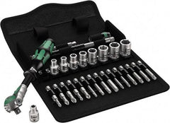 Wera - 28 Piece 1/4" Drive Standard Socket Set - 6 Points, 3/16 to 1/2", T10 to T40 Torx, Inch Measurement Standard - Eagle Tool & Supply