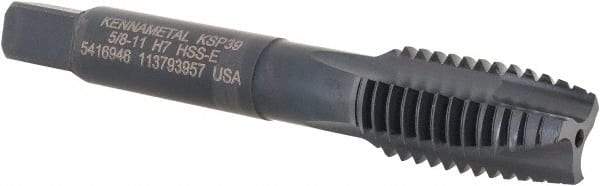 Kennametal - 5/8-11, 3 Flute, Oxide Finish, Vanadium High Speed Steel Spiral Point Tap - Plug Chamfer, Right Hand Thread, 3-13/16" OAL, 27.7mm Thread Length, 12.19mm Shank Diam, Series GOtap - Exact Industrial Supply