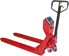 Vestil - 5,000 Lb Capacity, 7-1/2" Lift Scale Pallet Truck - 3" Min Lift Height, 48" Fork Length x 27-1/2" Fork Width, 28" Overall Width - Eagle Tool & Supply
