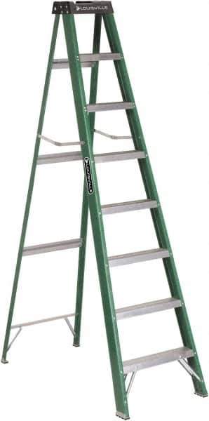 Louisville - 7 Steps, 8' High, Type II Rating, Fiberglass Step Ladder - 225 Lb Capacity, 24-13/16" Base Width - Eagle Tool & Supply
