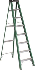 Louisville - 7 Steps, 8' High, Type II Rating, Fiberglass Step Ladder - 225 Lb Capacity, 24-13/16" Base Width - Eagle Tool & Supply