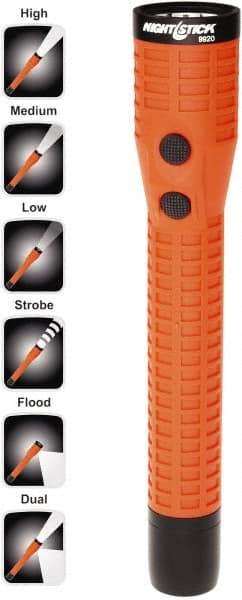 Bayco - LED Bulb, Industrial/Tactical Flashlight - Orange Polycarbonate Body, Integrated Batteries - Eagle Tool & Supply