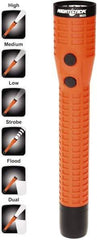 Bayco - LED Bulb, Industrial/Tactical Flashlight - Orange Polycarbonate Body, Integrated Batteries - Eagle Tool & Supply