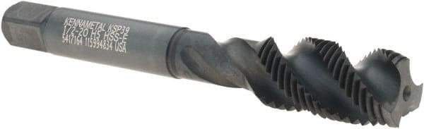 Kennametal - 1/2-20 3 Flute 2B Modified Bottoming Spiral Flute Tap - Vanadium High Speed Steel, Oxide Finish, 3-3/8" OAL, Right Hand Flute, Right Hand Thread, H5, Series GOtap\xAE - Eagle Tool & Supply