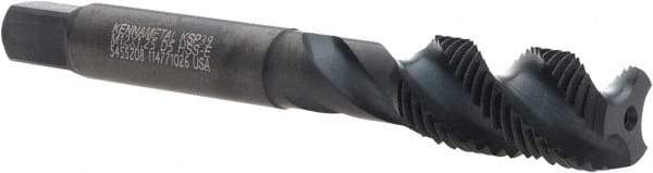 Kennametal - M12x1.25 3 Flute Modified Bottoming Spiral Flute Tap - Vanadium High Speed Steel, Oxide Finish, 3-3/8" OAL, Right Hand Flute, Right Hand Thread, D5, Series GOtap\xAE - Eagle Tool & Supply