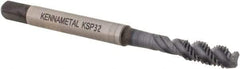 Kennametal - M4x0.70 3 Flute 6H Modified Bottoming Spiral Flute Tap - Vanadium High Speed Steel, TiCN/TiN Finish, 2-1/8" OAL, Right Hand Flute, Right Hand Thread, D4, Series GOtap\xAE - Eagle Tool & Supply