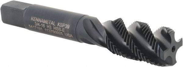 Kennametal - 3/4-16 4 Flute 3B Modified Bottoming Spiral Flute Tap - Vanadium High Speed Steel, Oxide Finish, 4-1/4" OAL, Right Hand Flute, Right Hand Thread, H3, Series GOtap\xAE - Eagle Tool & Supply