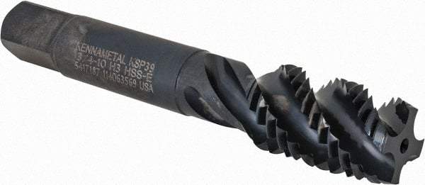 Kennametal - 3/4-10 4 Flute Modified Bottoming Spiral Flute Tap - Vanadium High Speed Steel, Oxide Finish, 4-1/4" OAL, Right Hand Flute, Right Hand Thread, H3, Series GOtap\xAE - Eagle Tool & Supply