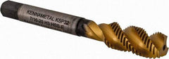 Kennametal - 7/16-20 3 Flute Modified Bottoming Spiral Flute Tap - Vanadium High Speed Steel, TiCN/TiN Finish, 3-5/32" OAL, Right Hand Flute, Right Hand Thread, H3, Series GOtap\xAE - Eagle Tool & Supply