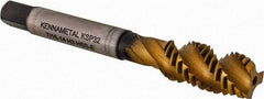 Kennametal - 7/16-14 3 Flute Modified Bottoming Spiral Flute Tap - Vanadium High Speed Steel, TiCN/TiN Finish, 3-5/32" OAL, Right Hand Flute, Right Hand Thread, H3, Series GOtap\xAE - Eagle Tool & Supply
