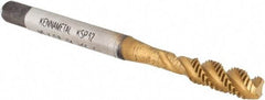 Kennametal - M5x0.80 3 Flute 6H Modified Bottoming Spiral Flute Tap - Vanadium High Speed Steel, TiCN/TiN Finish, 2-3/8" OAL, Right Hand Flute, Right Hand Thread, D4, Series GOtap\xAE - Eagle Tool & Supply