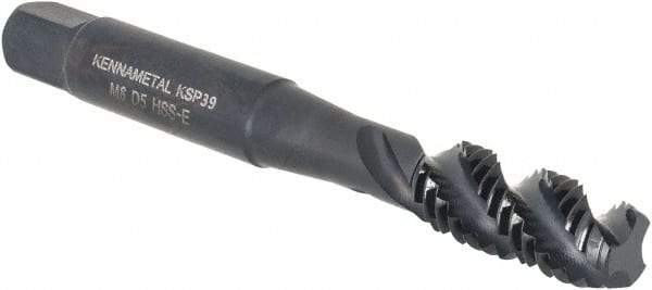 Kennametal - M12x1.75 3 Flute 6H Bottoming Spiral Flute Tap - Vanadium High Speed Steel, Oxide Finish, 3-3/8" OAL, Right Hand Flute, Right Hand Thread, D6, Series GOtap\xAE - Eagle Tool & Supply