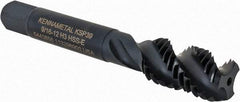 Kennametal - 9/16-12 3 Flute Bottoming Spiral Flute Tap - Vanadium High Speed Steel, Oxide Finish, 3-19/32" OAL, Right Hand Flute, Right Hand Thread, H3, Series GOtap\xAE - Eagle Tool & Supply
