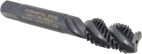 Kennametal - 5/8-11 3 Flute 2B Bottoming Spiral Flute Tap - Vanadium High Speed Steel, Oxide Finish, 3-13/16" OAL, Right Hand Flute, Right Hand Thread, H5, Series GOtap\xAE - Eagle Tool & Supply
