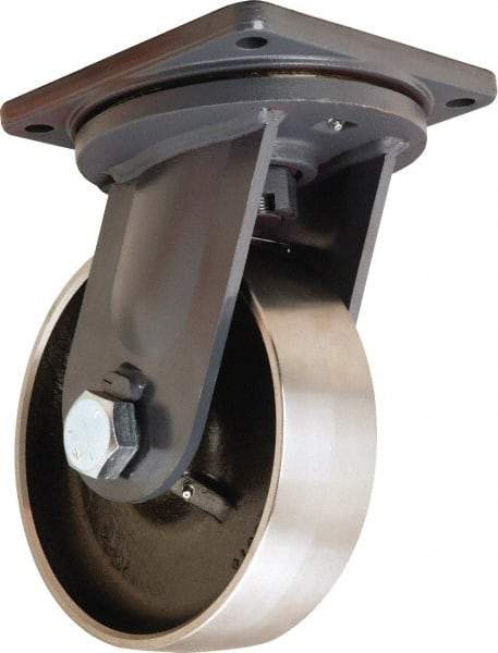 Hamilton - 10" Diam x 3" Wide x 13" OAH Top Plate Mount Swivel Caster - Forged Steel, 6,500 Lb Capacity, Tapered Roller Bearing, 8-1/2 x 8-1/2" Plate - Eagle Tool & Supply