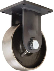 Hamilton - 10" Diam x 3" Wide x 13" OAH Top Plate Mount Rigid Caster - Forged Steel, 6,500 Lb Capacity, Tapered Roller Bearing, 8-1/2 x 8-1/2" Plate - Eagle Tool & Supply