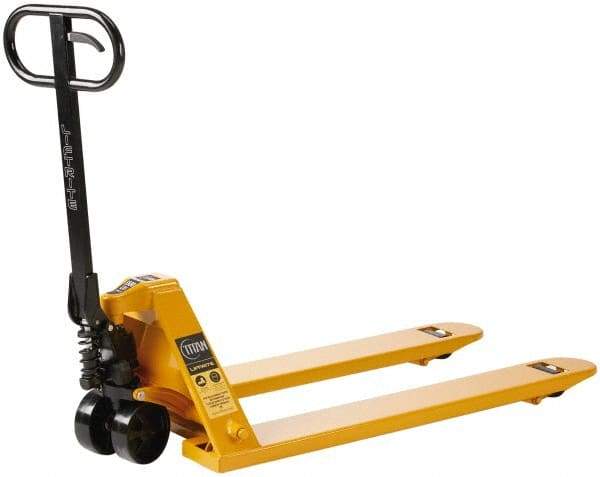 Lift-Rite - 5,500 Lb Capacity, 7-7/8" Lift Industrial Pallet Truck - 3" Min Lift Height, 42" Fork Length x 7" Fork Width, 27" Overall Width - Eagle Tool & Supply