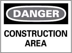 NMC - "Danger - Construction Area", 14" Long x 20" Wide, Rigid Plastic Safety Sign - Rectangle, 0.05" Thick, Use for Security & Admittance - Eagle Tool & Supply