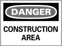 NMC - "Danger - Construction Area", 14" Long x 20" Wide, Aluminum Safety Sign - Rectangle, 0.04" Thick, Use for Security & Admittance - Eagle Tool & Supply