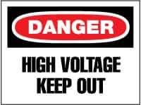 NMC - "Danger - High Voltage - Keep Out", 14" Long x 20" Wide, Aluminum Safety Sign - Rectangle, 0.04" Thick, Use for Accident Prevention - Eagle Tool & Supply