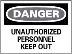 NMC - "Danger - Unauthorized Personnel - Keep Out", 14" Long x 20" Wide, Aluminum Safety Sign - Rectangle, 0.04" Thick, Use for Security & Admittance - Eagle Tool & Supply