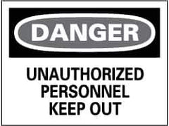 NMC - "Danger - Unauthorized Personnel - Keep Out", 14" Long x 20" Wide, Aluminum Safety Sign - Rectangle, 0.04" Thick, Use for Security & Admittance - Eagle Tool & Supply