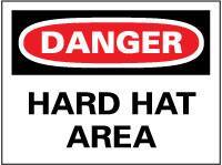 NMC - "Danger - Hard Hat Area", 20" Long x 28" Wide, Aluminum Safety Sign - Rectangle, 0.04" Thick, Use for Accident Prevention - Eagle Tool & Supply