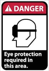NMC - "Danger - Eye Protection Required in This Area", 14" Long x 10" Wide, Aluminum Safety Sign - Rectangle, 0.04" Thick, Use for Accident Prevention - Eagle Tool & Supply