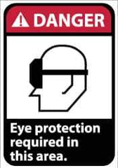 NMC - "Danger - Eye Protection Required in This Area", 14" Long x 10" Wide, Aluminum Safety Sign - Rectangle, 0.04" Thick, Use for Accident Prevention - Eagle Tool & Supply