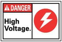 NMC - "Danger - High Voltage", 14" Long x 10" Wide, Aluminum Safety Sign - Rectangle, 0.04" Thick, Use for Accident Prevention - Eagle Tool & Supply