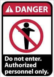 NMC - "Danger - Do Not Enter - Authorized Personnel Only", 14" Long x 10" Wide, Aluminum Safety Sign - Rectangle, 0.04" Thick, Use for Security & Admittance - Eagle Tool & Supply