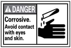 NMC - "Danger - Corrosive - Avoid Contact with Eyes and Skin", 14" Long x 10" Wide, Pressure-Sensitive Vinyl Safety Sign - Rectangle, 0.004" Thick, Use for Accident Prevention - Eagle Tool & Supply
