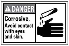 NMC - "Danger - Corrosive - Avoid Contact with Eyes and Skin", 14" Long x 10" Wide, Pressure-Sensitive Vinyl Safety Sign - Rectangle, 0.004" Thick, Use for Accident Prevention - Eagle Tool & Supply
