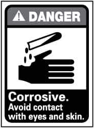 NMC - "Danger - Corrosive - Avoid Contact with Eyes and Skin", 14" Long x 10" Wide, Rigid Plastic Safety Sign - Rectangle, 0.05" Thick, Use for Accident Prevention - Eagle Tool & Supply