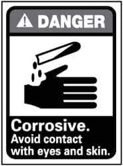 NMC - "Danger - Corrosive - Avoid Contact with Eyes and Skin", 14" Long x 10" Wide, Rigid Plastic Safety Sign - Rectangle, 0.05" Thick, Use for Accident Prevention - Eagle Tool & Supply