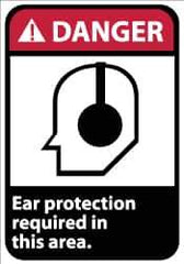 NMC - "Danger - Ear Protection Required in This Area", 14" Long x 10" Wide, Aluminum Safety Sign - Rectangle, 0.04" Thick, Use for Accident Prevention - Eagle Tool & Supply