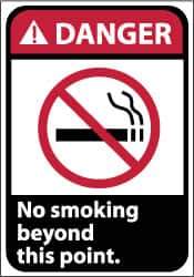 NMC - "Danger - No Smoking Beyond This Point", 14" Long x 10" Wide, Aluminum Safety Sign - Rectangle, 0.04" Thick, Use for Accident Prevention - Eagle Tool & Supply