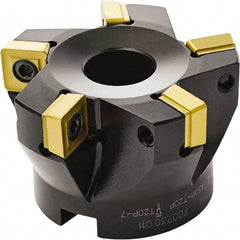 Seco - 100mm Cut Diam, 32mm Arbor Hole, 11mm Max Depth of Cut, 87° Indexable Chamfer & Angle Face Mill - 7 Inserts, SC.. 1206 Insert, Right Hand Cut, Through Coolant, Series R220.79 - Eagle Tool & Supply