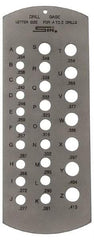 SPI - A Letter to Z Letter Hole Size Drill Gage - 6 Inch Long, 2-1/2 Inch Wide, 26 Holes - Eagle Tool & Supply